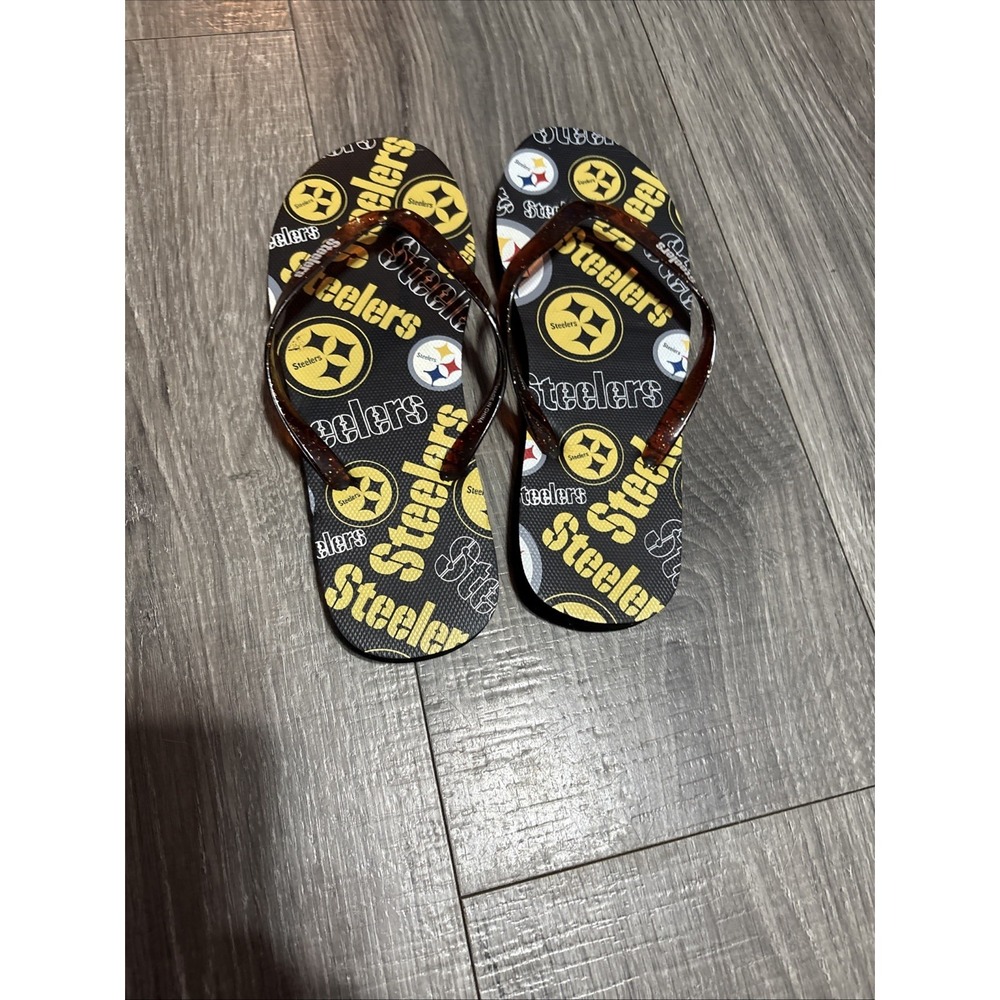 Pittsburgh Steelers Logo Flip Flop Sandals Small Sizes 5-6‎ Women's